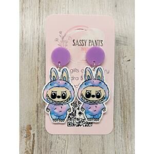 Adorable Purple Labubu Earrings NEW